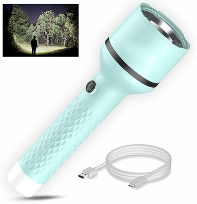 Zimork Rechargeable Search LED Light Long Range High Power 8 hrs Torch Emergency Light(Black)