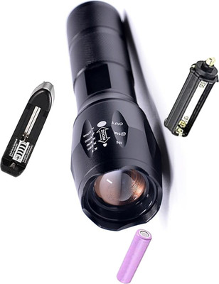 Kindw 500 meter 25W Flashlight Torch Zoomable 20W Flashlight Torch Torch(Black, 14 cm, Rechargeable)
