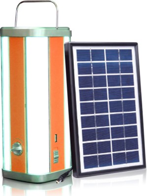 Pick Ur Needs 4 Side Tube Lantern Rechargeable With Solar Panel Home 8 hrs Lantern Emergency Light(Orange + Solar)