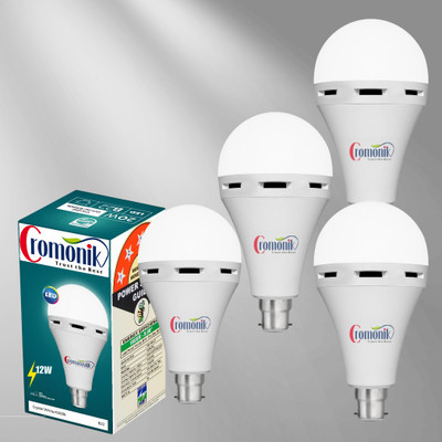 Cromonik Pack of 4-Rechargeable 12W Bulb for Versatile Home Lighting 4 hrs Bulb Emergency Light(White)
