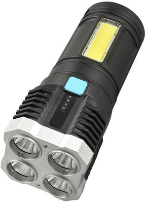 WunderVoX 4-LED Light Flashlight Torch Side COB Lamp 3 hrs Torch Emergency Light(Black)