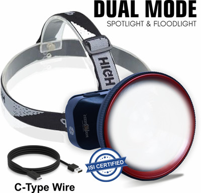 Daily Needs Shop Super Power Head Lamp With 3 Mode LED Zoomable Head Light For Camping Headlamp Torch(Black, 12 cm, Rechargeable)