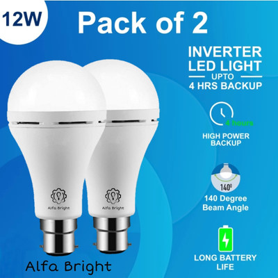 Alfa Bright Inverter led 12 wt pack of 2 home and outdoor use. 4 hrs Bulb Emergency Light(White)