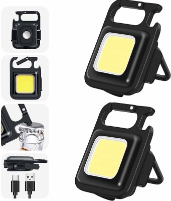 ASTOUND Portable Pocket Flashlight Keychains USB Rechargeable-2pc LED Front Light(Black)