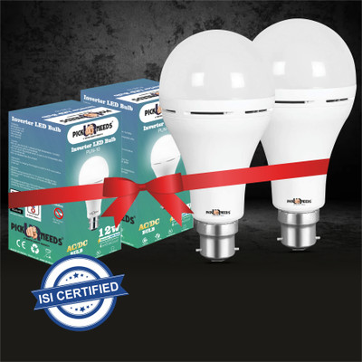 Pick Ur Needs Rechargeable Emergency Inverter 9W LED AC/DC Bulb, Self-Charging (Pack of 2) 4 hrs Bulb Emergency Light(White)