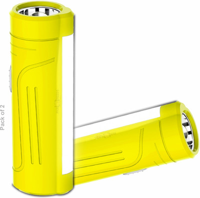 Pick Ur Needs Mini LED 25W Rechargeable Flashlight Torch With Side Tube Light Pack of 2 3 hrs Torch Emergency Light(Yellow)