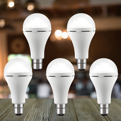 FRONY Emergency 15W Inverter LED Bulb with 1200mAh Rechargeable Battery Pack of 5 L156 4 hrs Bulb Emergency Light(White)