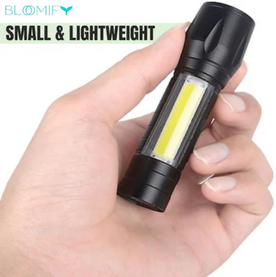 BloomiFy Waterproof Portable LED Flashlight USB Rechargeable Torch 6 hrs Torch Emergency Light(Black)
