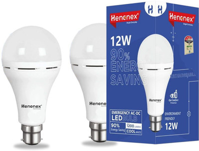 Henonex 12W LED Bulb for Instant Brightness|Pck of 2 4 hrs Bulb Emergency Light(White)