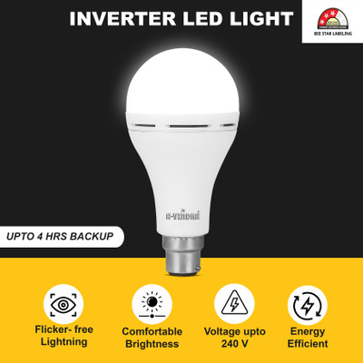 AVINDRA 12W Emergency LED Bulb | Smart Rechargeable Light | B22 | 6500K | 4H Backup 4 hrs Bulb Emergency Light(White)