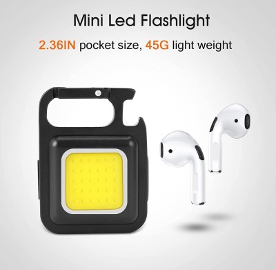 MHAX Keychain LED Light_Magnetic COB Light for Fishing, Walking, Outdoors & Camping 1 hrs Torch Emergency Light(Black)