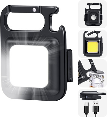 Me-billa Multifunction Keychain Led Light with Bottle Opener, Magnetic Base 6 hrs Lantern Emergency Light(Black)