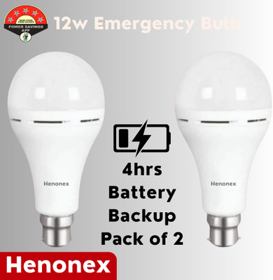 Henonex Smart 12W LED Inverter Bulbs Emergency Use Set of 2 4 hrs Bulb Emergency Light(White)