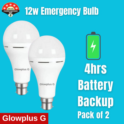 Glowplus G Pack of 2 – Emergency Bulbs with Quick Recharge 3 hrs Bulb Emergency Light(White)