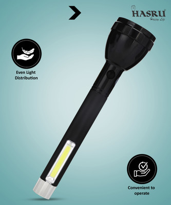 HASRU HIGH POWER FLASH LIGHT LONG LIFE SUPER BRIGHT WITH NOVEL DESING AND HIGH UALITY 1 hrs Torch Emergency Light(Black)