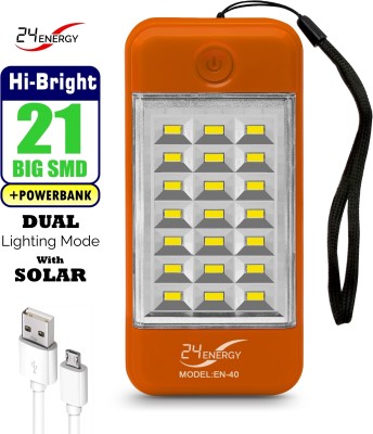 24 ENERGY USB Mobile Power Bank with 21 LED Light Rechargeable Solar 5 hrs Lantern Emergency Light(Orange)