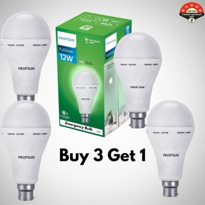 PROPSUN 12 W Inverter Round B22 Inverter Bulb(White, Pack of 4)