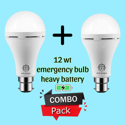 Alfa Bright Inverter led 12 wt pack of 2 home and outdoor use. 4 hrs Bulb Emergency Light(White)