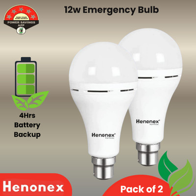 Henonex Inverter Bulb Pack of 2 with Rechargeable Backup 4 hrs Bulb Emergency Light(White)