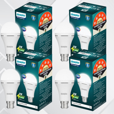 Glowplus G Pk-4-12W LED Bulb for Comfortable Brightness 4 hrs Bulb Emergency Light(White)
