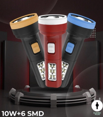 VR Bright Lite HS 7848 10watt led torch with 6smd emergency light_VBL713 1.5 hrs Torch Emergency Light(Multicolor)