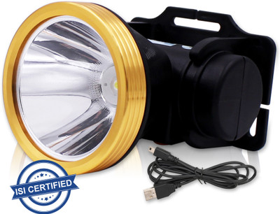 Sunaze 50 Watt Laser With Blinker (SOS Mode) Rechargeable Head Torch with Lithium-ion Battery for Farmers, Fishing, Camping, Hiking, Cycling, Running 8 hrs Torch Emergency Light(Black)