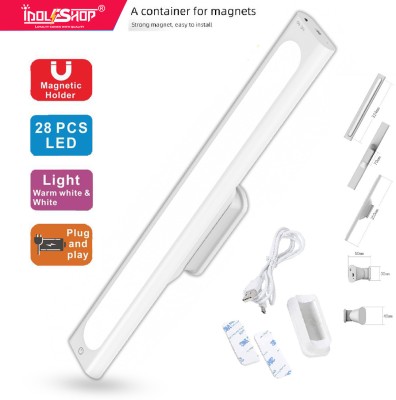 iDOLESHOP Ultra Slim Rechargeable LED Designed Under Cabinet Light with Touch Activated, Magnet Mounted, Stick On Anywhere Straight Linear LED Tube 6 hrs Lantern Emergency Light(White)