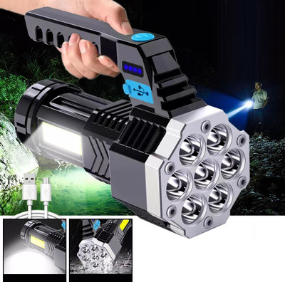 ASTOUND Handheld Rechargeable LED Flashlight Camping Lantern 4 hrs Torch Emergency Light(Black)