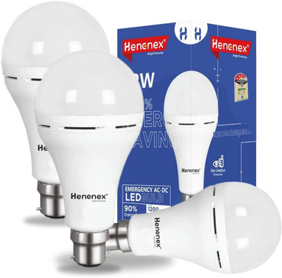 Henonex 12W LED Bulb with Built-in Battery|Pck of 3 4 hrs Bulb Emergency Light(White)