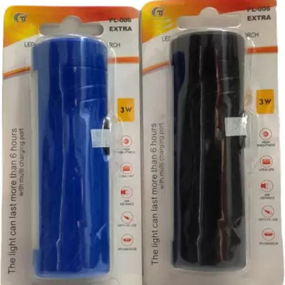 Stylopunk Mini Pocket Light Long Range torch with Android Charging Combo Pack 01 10 hrs Torch Emergency Light(Black, Blue)