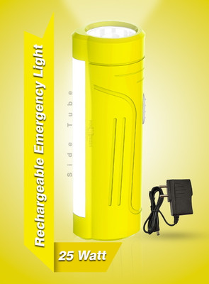 Daily Needs Shop Emergency Rechargeable 25W LED Torch Mini Pocket Flashlight With Side Tube Light 3 hrs Torch Emergency Light(Yellow)
