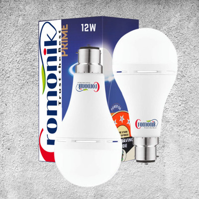 Cromonik (Pack of 2)-Rechargeable 12W LED Bulb with Backup 4 hrs Bulb Emergency Light(White)