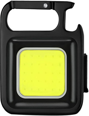 ALLEXTREME Keychain Flashlight 4 Light Magnetic Work LED 6W USB Rechargeable Bottle Opener 2 hrs Torch Emergency Light(Black)