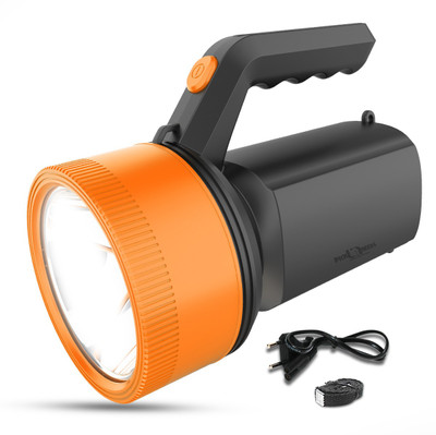 Daily Needs Shop Long Range Rechargeable 100W Emergency Search Light with Blinker Handheld Torch 8 hrs Torch Emergency Light(Orange)