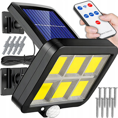 SAMVAT Solar Wall Light with Motion Sensor, Remote Control & 5M Cable-Adjustable Panel 2 hrs Bulb Emergency Light(Black)