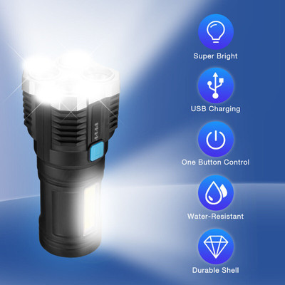 WunderVoX Small Special Forces Outdoor Multi-function Spotlight 3 hrs Torch Emergency Light(Black)