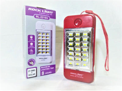 Rocklight RL-221SU Solar Rechargable 21 LED with PowerBank USB Charging Point 8 hrs Lantern Emergency Light(Red)