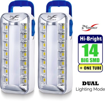 24 ENERGY Hi-Bright 14 Big LED + One Tube Rechargeable (Pack of 2) 5 hrs Flood Lamp Emergency Light(Blue)