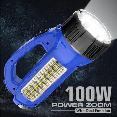 Pick Ur Needs Rechargeable Long Range LED Search Emergency Torch Light 100W Torch(Blue, 23 cm, Rechargeable)