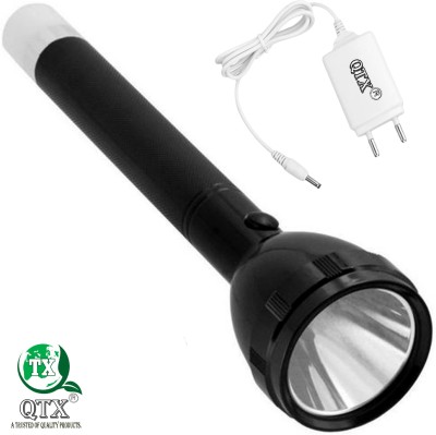 QTX 2 in 1 700M Rechargeable Flash Light With Dual LED Outdoor 10 hrs Torch Emergency Light(Black)