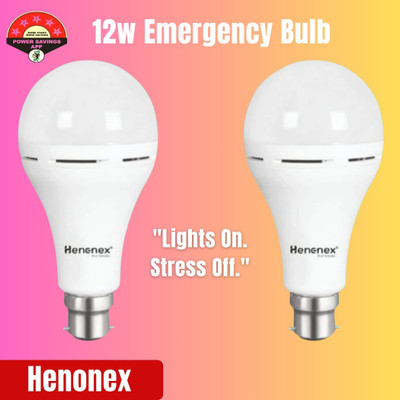 Henonex 12W Power Cut Bulb Combo Rechargeable Emergency Light Pack of 2 4 hrs Bulb Emergency Light(White)