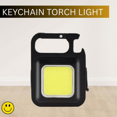 GUGGU LED COBB Light With Keychain Flashlight 4Light Mode & Folding Bracket BottleN306 4 hrs Torch Emergency Light(Black)