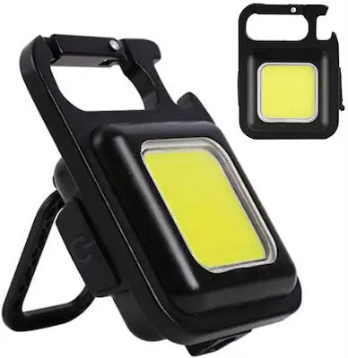 En ligne COB Rechargeable Keychain led Flashlights Portable Pocket Torch 3 hrs Torch Emergency Light(Black)