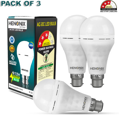 HENONIX 12W LED Bulb Combo – 3 Pieces 4 hrs Bulb Emergency Light(White)