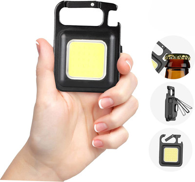 RECTITUDE COB Small Flashlights 800 Lumens Mini Keychain Emergency LED, 3 Brightness Modes 6 hrs Torch Emergency Light(Black)
