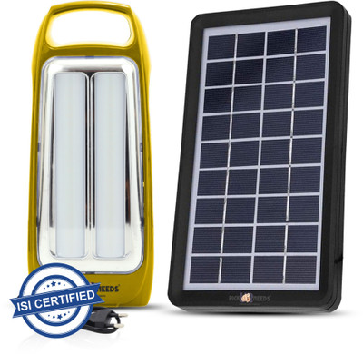 Pick Ur Needs Rechargeable 2 Tube LED Lantern Lamp Home Emergency Light with Solar Panel 8 hrs Lantern Emergency Light(Yellow + Solar)