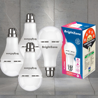 Brightzone 12 W Inverter Round B22 Inverter Bulb(White, Pack of 4)