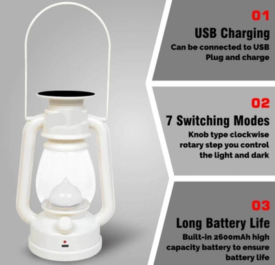 NEUTON Rechargeable LED Lantern with 1st Step Night Lamp Solar Light 4 hrs Lantern Emergency Light(White)