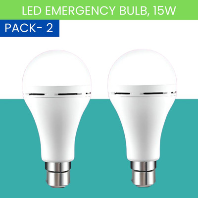 SACRO 15W Rechargeable Inverter LED Bulb with Upto 4H.Power Cut Lighting Pack of_2E472 4 hrs Bulb Emergency Light(White)