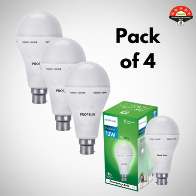 PROPSUN 12 W Inverter Round B22 Inverter Bulb(White, Pack of 4)